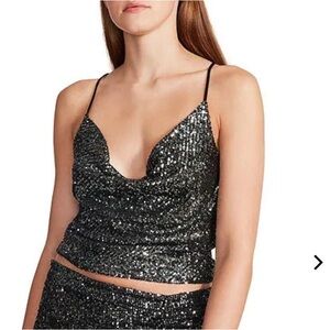 NWT Steve Madden Trisha Black sequined Top  size‎ Medium